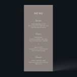 Eenvoudige Taupe Elegante Trouw Menu<br><div class="desc">Modern trouwmenu met een eenvoudig ontwerp met een combinatie van een modern sans serif-lettertype,  een elegant handgeschreven script en een cursief lettertype.</div>