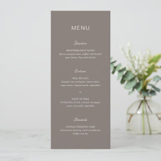 Eenvoudige Taupe Elegante Trouw Menu
