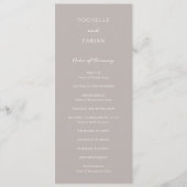 Eenvoudige Taupe Elegante Trouw Programmakaart (Voorkant)
