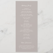 Eenvoudige Taupe Elegante Trouw Programmakaart (Achterkant)