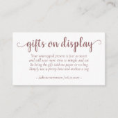 Eenvoudige taupe geschenken op display | Desert Ro Informatiekaartje (Voorkant)