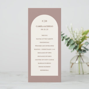 Eenvoudige Taupe Monogram Boho Arch Moderne Bruilo Programmakaart