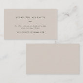 Eenvoudige Taupe Neutral Elegant Wedding Website Informatiekaartje (Voorkant / Achterkant)