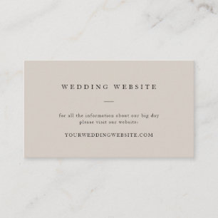 Eenvoudige Taupe Neutral Elegant Wedding Website Informatiekaartje