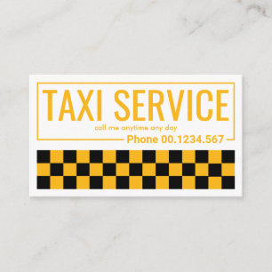 Eenvoudige Taxi Checkborder Ride Share Driver Visitekaartje