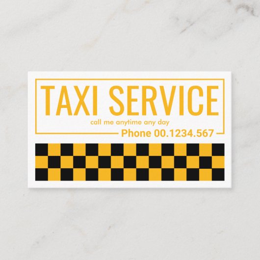Eenvoudige Taxi Checkborder Ride Share Driver Visitekaartje (Voorkant)