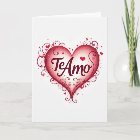 Eenvoudige Te Amo Hart Liefdekaart Kaart (Voorkant)