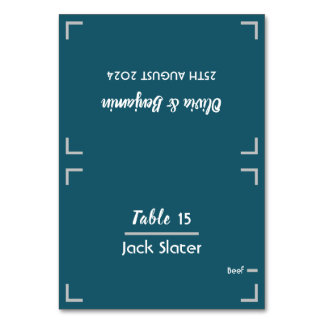 Eenvoudige Teal Handgeschreven Script Bruiloft Taf Kaart
