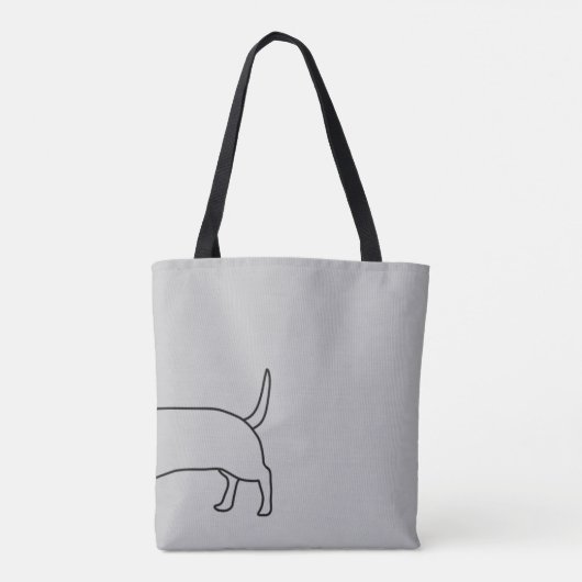 Eenvoudige teckel hondenlijn tekening aangepaste n tote bag (Achterkant)