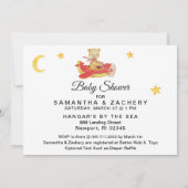 ** Eenvoudige Teddy Bear Red Plane Baby Boy Shower Kaart (Achterkant)