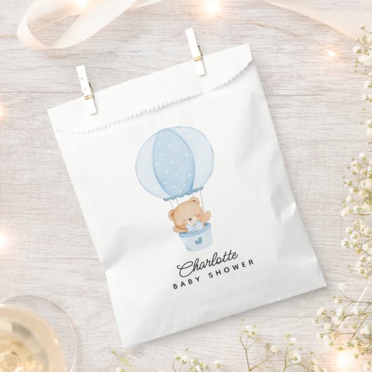 Eenvoudige teddybeer blauwe ballon bedankzakje (Geknipt)