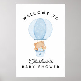 Eenvoudige Teddybeer Blauwe Ballon Poster