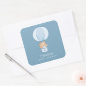 Eenvoudige teddybeer blauwe ballon vierkante sticker (Envelop)