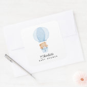 Eenvoudige teddybeer blauwe ballon vierkante sticker (Envelop)