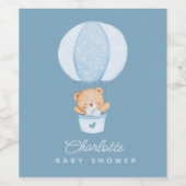 Eenvoudige teddybeer blauwe ballon wijn etiket (Enkel label)