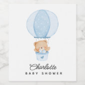 Eenvoudige teddybeer blauwe ballon wijn etiket (Enkel label)