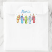 Eenvoudige Teenslippers zomervakantie Ronde Sticker (Tas)