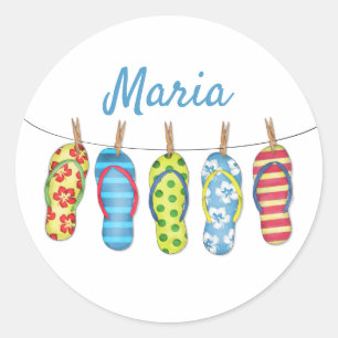 Eenvoudige Teenslippers zomervakantie Ronde Sticker