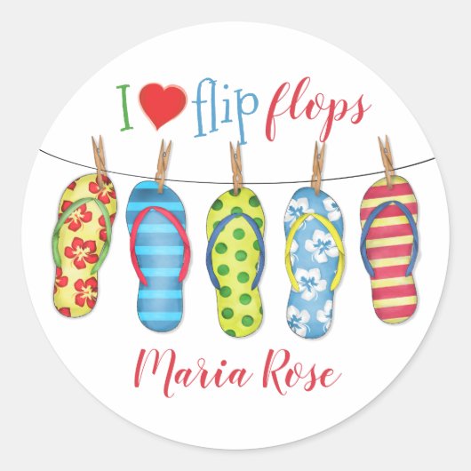 Eenvoudige Teenslippers zomervakantie Ronde Sticker (Voorkant)