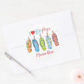 Eenvoudige Teenslippers zomervakantie Ronde Sticker (Envelop)