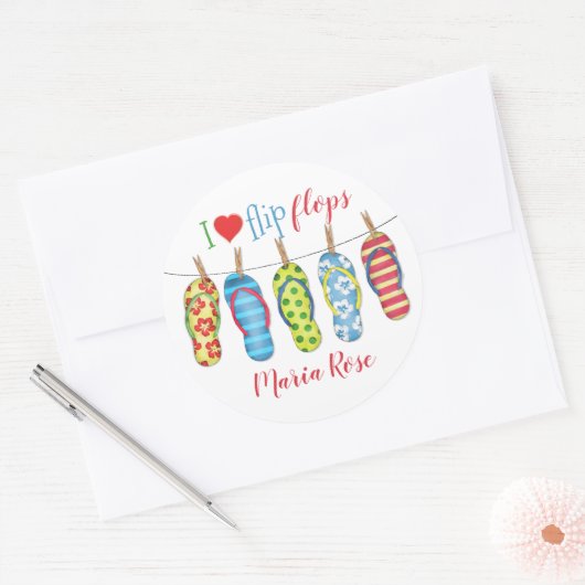 Eenvoudige Teenslippers zomervakantie Ronde Sticker (Envelop)