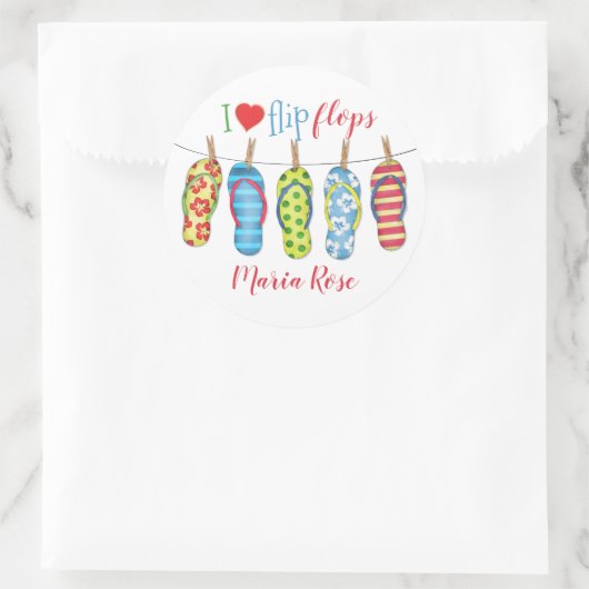 Eenvoudige Teenslippers zomervakantie Ronde Sticker (Tas)