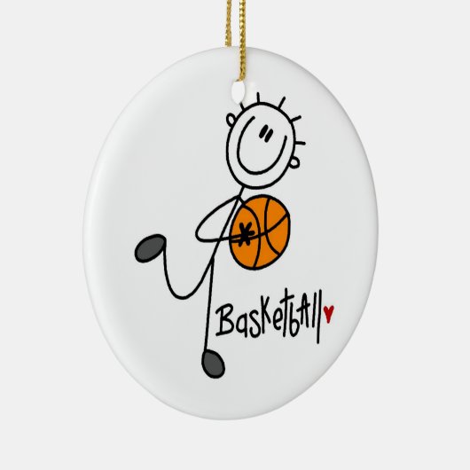 Eenvoudige tekenfilmfiguur Basketball T-shirts en  Keramisch Ornament (Rechts)