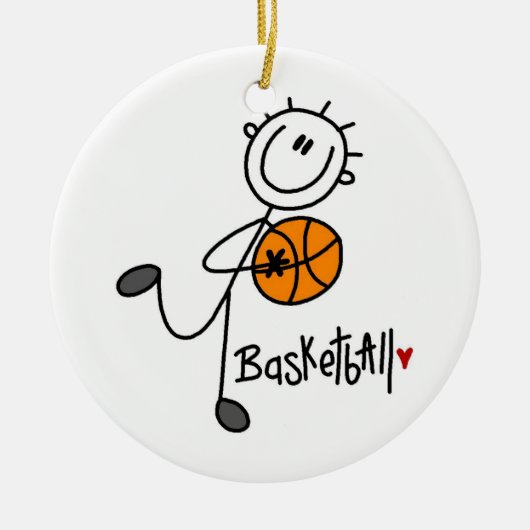 Eenvoudige tekenfilmfiguur Basketball T-shirts en Keramisch Ornament (Voorkant)