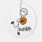 Eenvoudige tekenfilmfiguur Basketball T-shirts en Keramisch Ornament (Links)