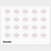 Eenvoudige tekening Floral roze Ronde Sticker (Vel)