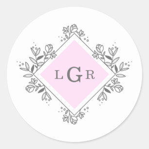Eenvoudige tekening Floral roze Ronde Sticker