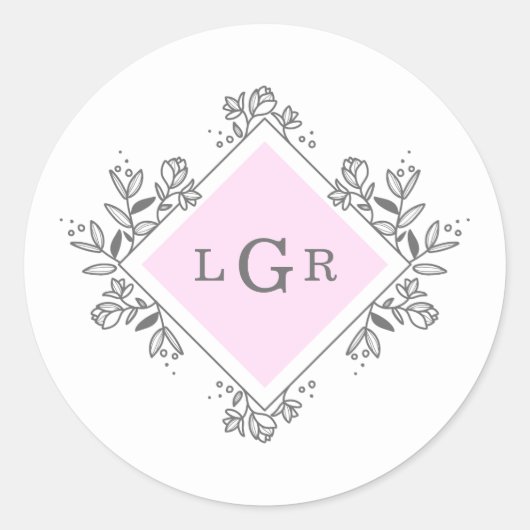 Eenvoudige tekening Floral roze Ronde Sticker (Voorkant)
