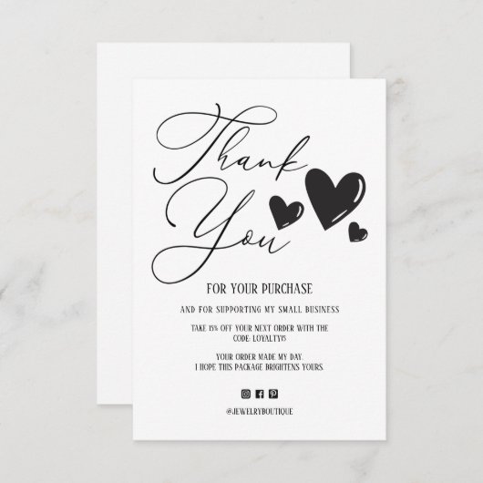 Eenvoudige tekenscriptvolgorde Hartelijk dank Bedankkaart (Voorkant / Achterkant)