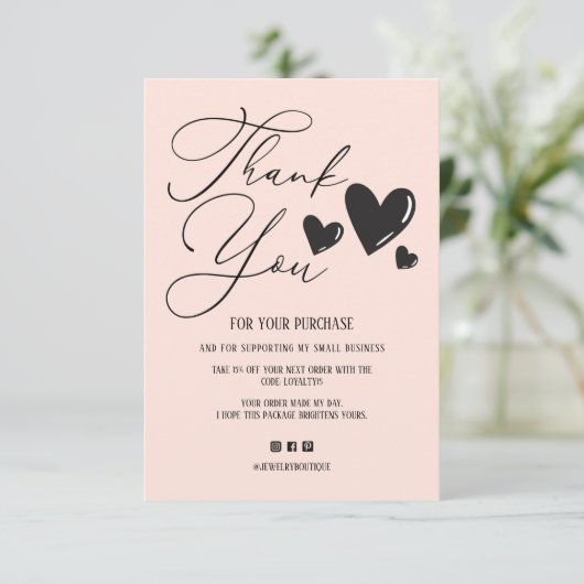 Eenvoudige tekenscriptvolgorde Hartelijk dank Bedankkaart (Staand voorkant)