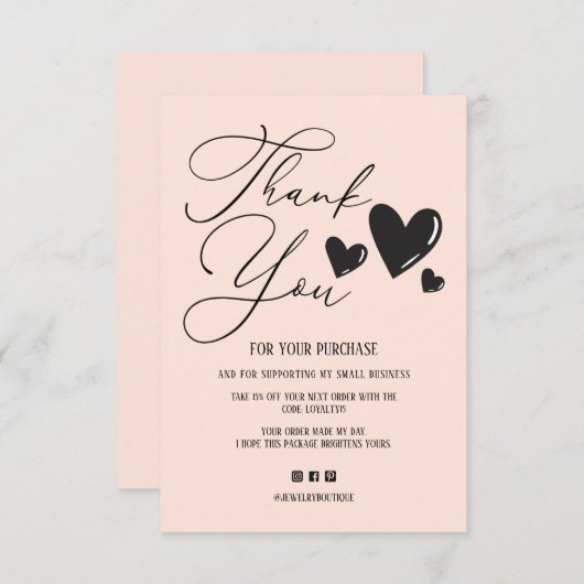 Eenvoudige tekenscriptvolgorde Hartelijk dank Bedankkaart (Voorkant / Achterkant)