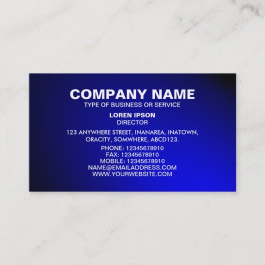 Eenvoudige tekst 06 - Spotlit - Blauw Visitekaartje (Voorkant)