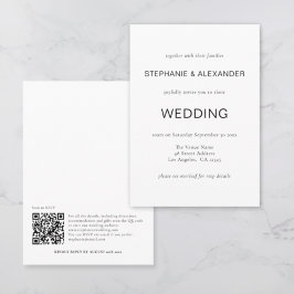 Eenvoudige tekst Alleen QR Code Black White Weddin Kaart