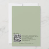Eenvoudige tekst alleen QR-code Sage Green Wedding Kaart (Achterkant)