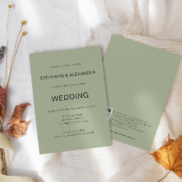 Eenvoudige tekst alleen QR-code Sage Green Wedding Kaart
