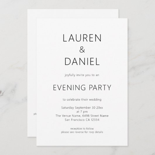 Eenvoudige tekst alleen QR Code Wedding Evding Par Kaart (Voorkant / Achterkant)