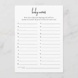 Eenvoudige tekst Baby Namen Douche Game Kaart