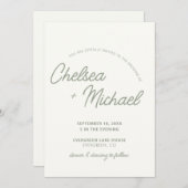 Eenvoudige tekst bruiloft uitnodiging (Voorkant / Achterkant)