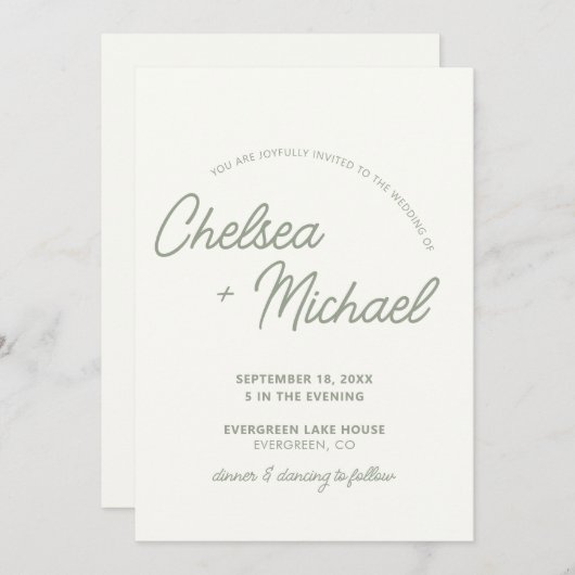 Eenvoudige tekst bruiloft uitnodiging (Voorkant / Achterkant)