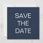Eenvoudige tekst donkerblauwe vierkante trouw 'Sav Save The Date (Voorkant)