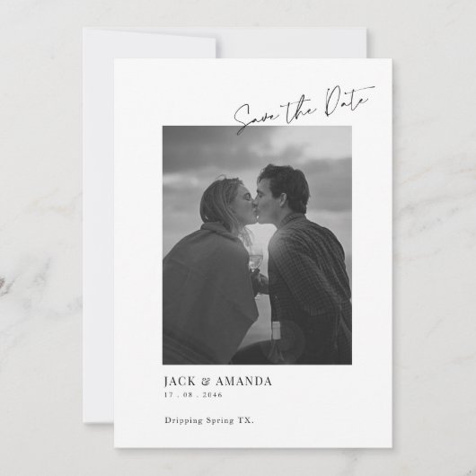 Eenvoudige tekst en foto bruiloft opslaan van de d save the date (Voorkant)