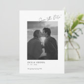 Eenvoudige tekst en foto bruiloft opslaan van de d save the date (Staand voorkant)