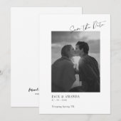 Eenvoudige tekst en foto bruiloft opslaan van de d save the date (Voorkant / Achterkant)