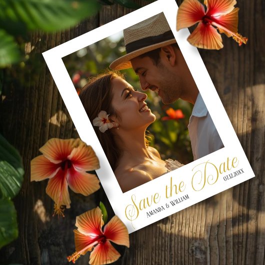 Eenvoudige tekst en foto bruiloft save the date