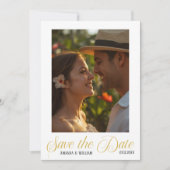 Eenvoudige tekst en foto bruiloft save the date (Voorkant)