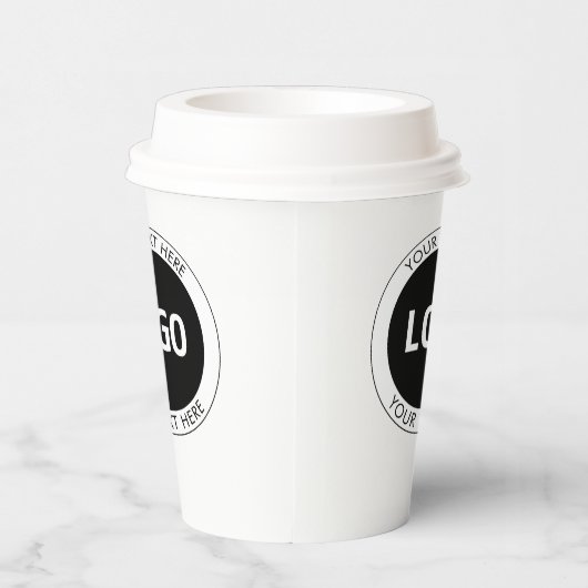 Eenvoudige  tekst en uw Logo of Afbeelding Papieren Bekers (Rechts)